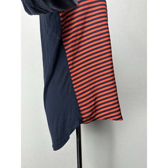 Michael Kors Women’s Sz L Navy Orange Striped Top Long Sleeve V-Neck - Picture 4 of 15